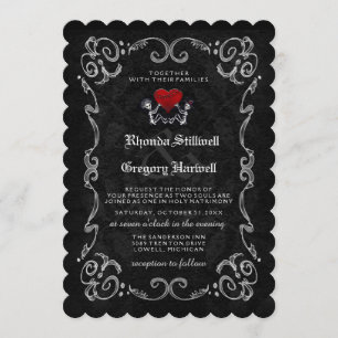 Invitation Squelettes de Halloween "AINSI QUE" et RÉCEPTION