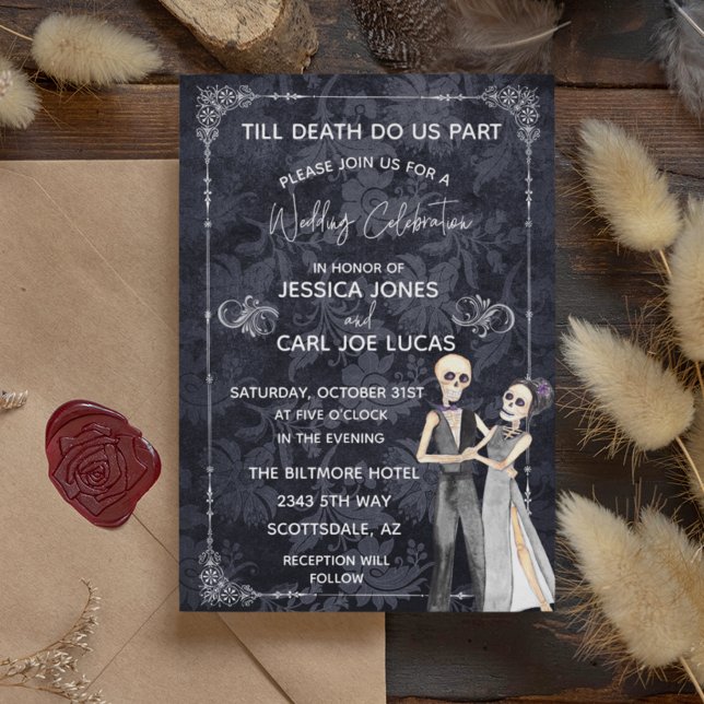 Invitation Squelettes de mariage d'Halloween 'Jusqu'à ce que  (Créateur téléchargé)