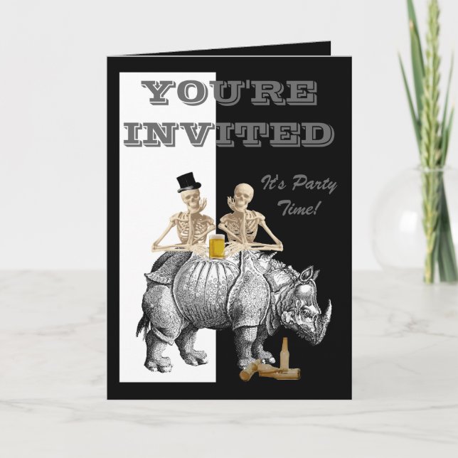 Invitation Squelettes drôles gothiques steampunk (Devant)