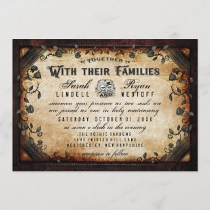Invitation Squelettes gothiques Brown épousant "ainsi que "
