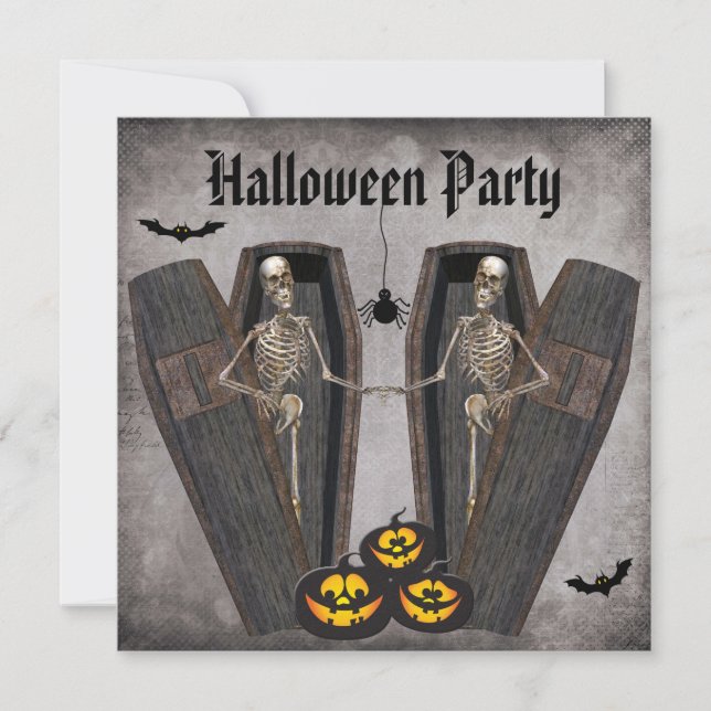 Invitation Squelettes heureux en partie de Halloween de (Devant)