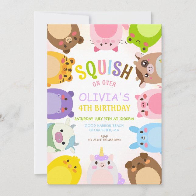 Invitation Squishmallow, anniversaire (Devant)