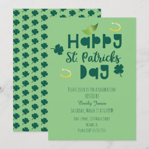 Invitation St Patrick Day Celebration Event Green Clover