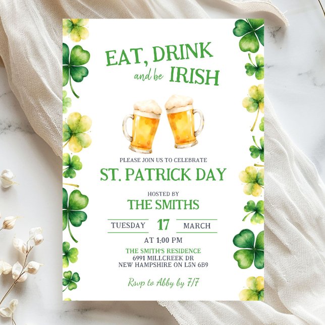 Invitation St Patrick Eat, Drink, and be Irish Party (Créateur téléchargé)
