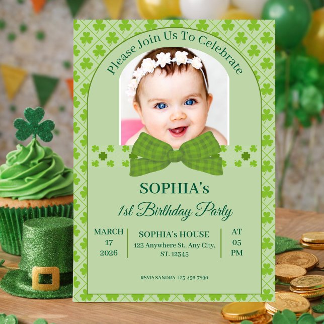Invitation St. Patrick’s Day 1st Birthday (St. Patrick’s Day 1st Birthday Invitation)