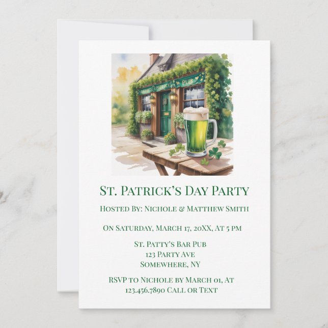 Invitation St Patrick’s Day Bar Pub Party (Devant)