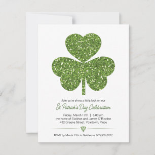 Invitation St patrick Shamrock de Parties scintillant verte