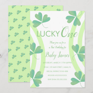 Invitation St. Patricks chanceux 1er anniversaire aquarelle C