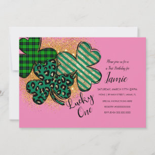 Invitation St. Patricks Chanceux 1er Anniversaire Rose Vert