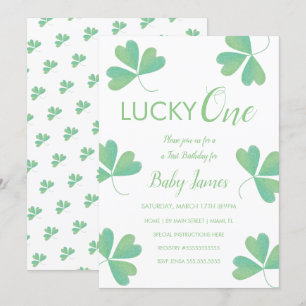 Invitation St. Patricks Chanceux 1er Anniversaire Trèfle