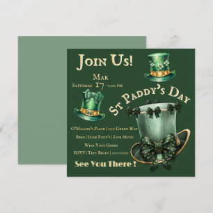 Invitation St Patrick's Day Casquettes et Bows Party