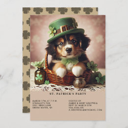 Invitation St Patrick's Day Chiot de berger australien