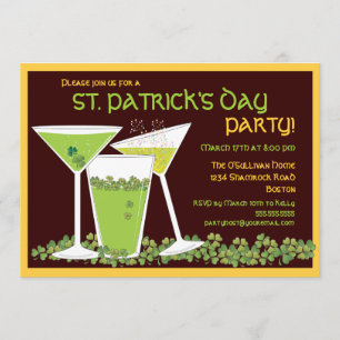 Invitation St. Patrick's Day Cocktails et bières verts