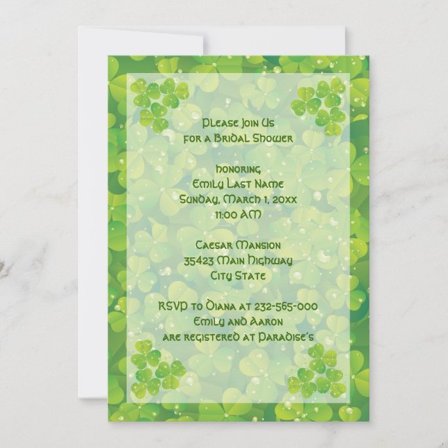 Invitation St. Patrick's Day Irlandais mariage nuptiale douch (Devant)
