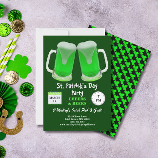 Invitation St Patrick's Day Party Green Frosty Cheers