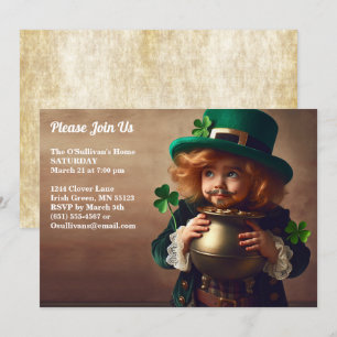 Invitation St Patrick's Day Party Irish Child Pot of Gold