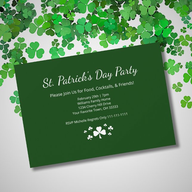 Invitation St. Patrick's Day Party Lucky Shamrocks Green (Créateur téléchargé)