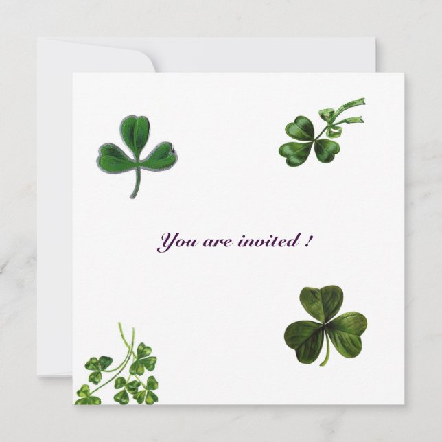 Invitation ST PATRICK'S DAY PARTY shamrock blanc vert (Devant)