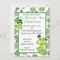 St. Patricks Day Party Shamrock Chouette verte