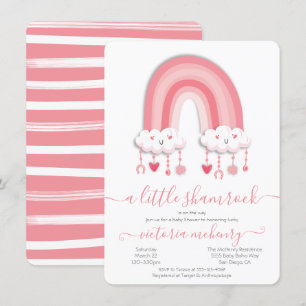 Invitation St. Patrick's Day Rainbow Shamrock Baby shower Inv