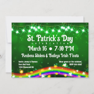 Invitation St. Patrick's Day Shiny Arc-en-ciel, Or, Shamrock