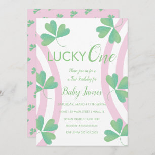 Invitation St. Patricks Lucky 1er anniversaire Aquarelle Cloc