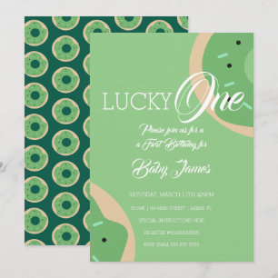 Invitation St. Patricks Lucky First Birthday Frosted Donut