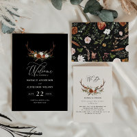 Stag noir terre cuite florale rustique élégant mod