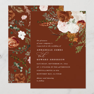 Invitation Stag terre cuite floral rustique élégant moderne r