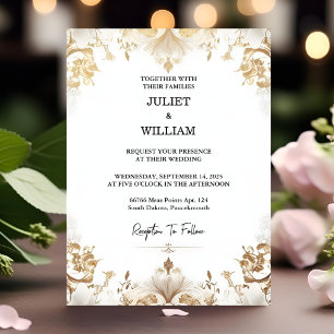 Invitation Stage Formal Simple Classique Élégant Mariage blan