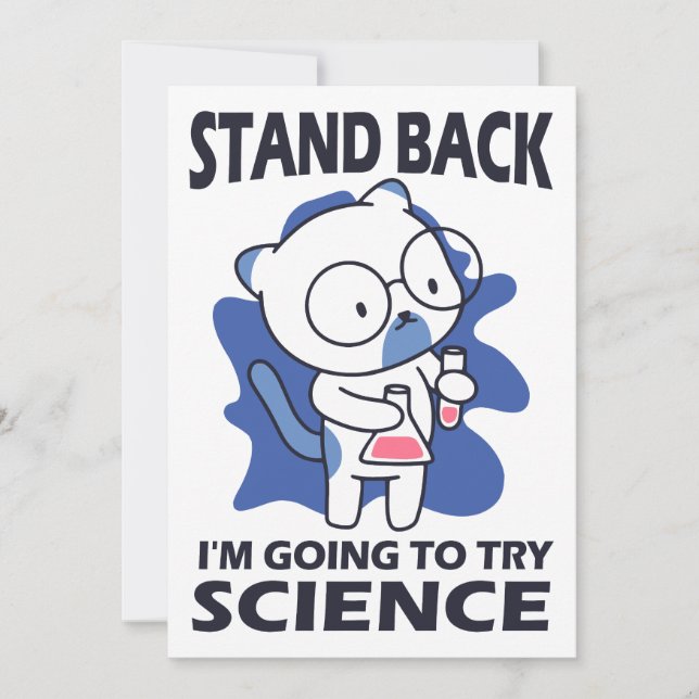 Invitation Stand Back - Adorable Cat Scientist Experimenting  (Devant)