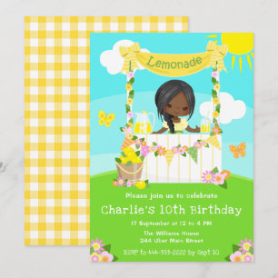 Invitation Stand de limonade Anniversaire Fille à peau foncée