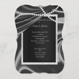 Invitation Stand en diamant noir argent élégant mariage perso