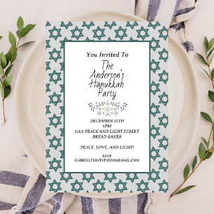 Invitation Star bleue moderne de David Hanoukka Day Party