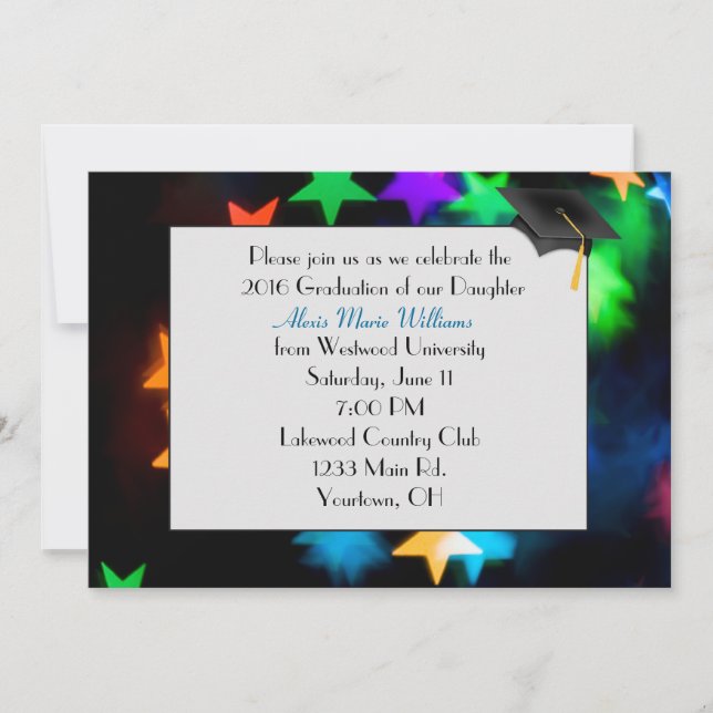 Invitation Star Bokeh Graduation (Devant)