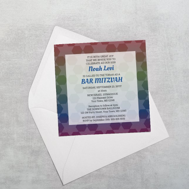 Invitation Star de David Ombre Rainbow Bar Mitzvah Carré (Créateur téléchargé)