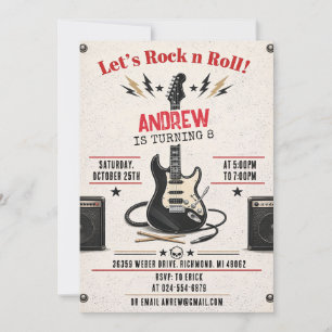 Invitation Star de Rock n Roll Personnalisé pour un Anniversa