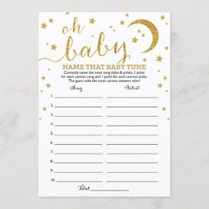 Invitation Star Gold Parties scintillant Name That Baby Tune 