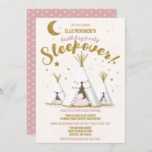 Invitation Star Night Boho Chic Teepee Sleepover Party