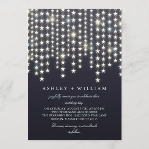 Invitation Star String Lights Dark Blue Mariage