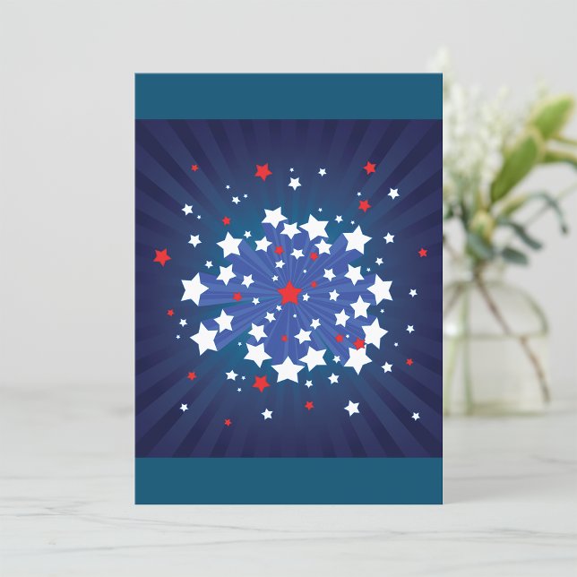 Invitation Starburst Patriotique Rouge Blanc et Bleu USA (Créateur téléchargé)