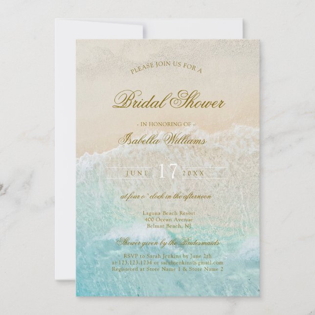 Invitation Starfish and Shells Fête des mariées de plage trop (Devant)