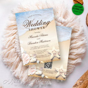 Invitation Starfish and Shells Plage tropicale Mariage Douche