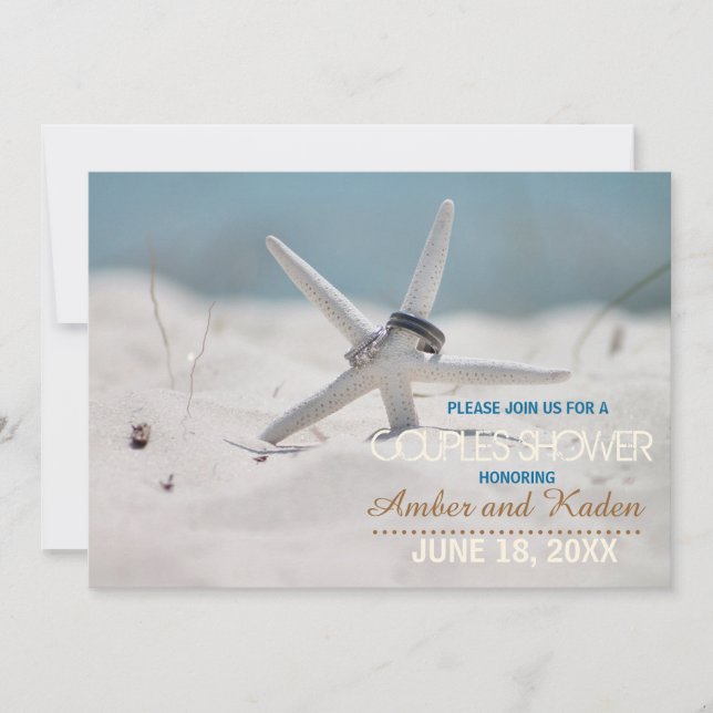 Invitation Starfish Beach Couples Douche (Devant)