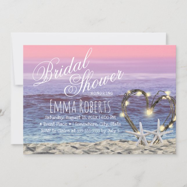 Invitation Starfish Beach Heart String Fête des mariées (Devant)
