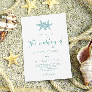 Invitation Starfish Beach Mariage bleu marine