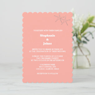 Invitation Starfish Beach Saumon Orange Destination Mariage