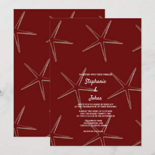 Invitation Starfish Burgundy Red Beach Destination Mariage