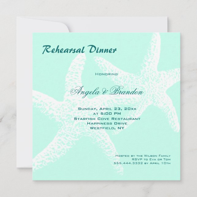 Invitation Starfish Couple Beach - Repas de Mariage (Devant)