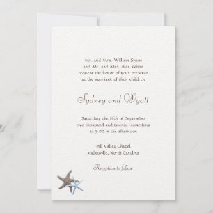 Invitation Starfish Couple Sent Blanc Mariage côtier